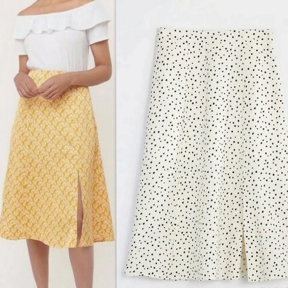 NWT Loft Linen Blend Polka Dot A-Line Skirt - Picture 1 of 16